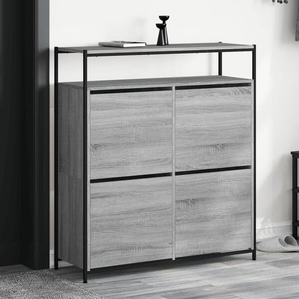 vidaXL Shoe Cabinet Grey sonoma Engineered wood Large Minimalistic