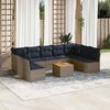 vidaXL 10 Piece Patio Sofa Set with Cushions Gray Poly Rattan