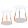 vidaXL Side Table Set of 2 White, Pine Solid Pinewood, MDF Medium