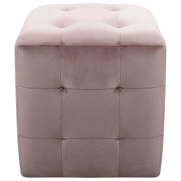 vidaXL Pouffe Pink Polyester, Wood 11.8 in x 11.8 in x 11.8 in Pouffe