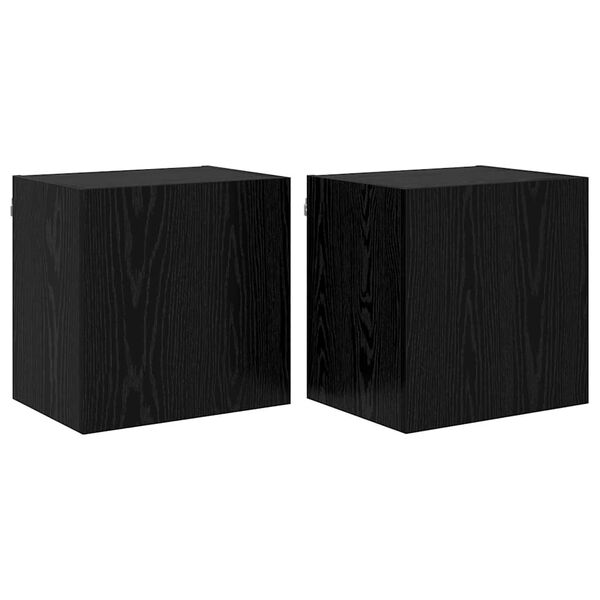 vidaXL TV Wall Cabinets 2 pcs Black Oak 15.94 x 11.81 x 15.75 in