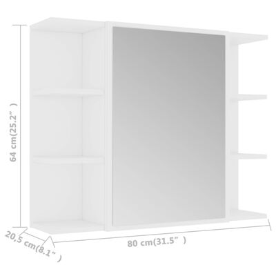 vidaXL Bathroom Mirror Cabinet White 31.5"x8.1"x25.2" Engineered Wood