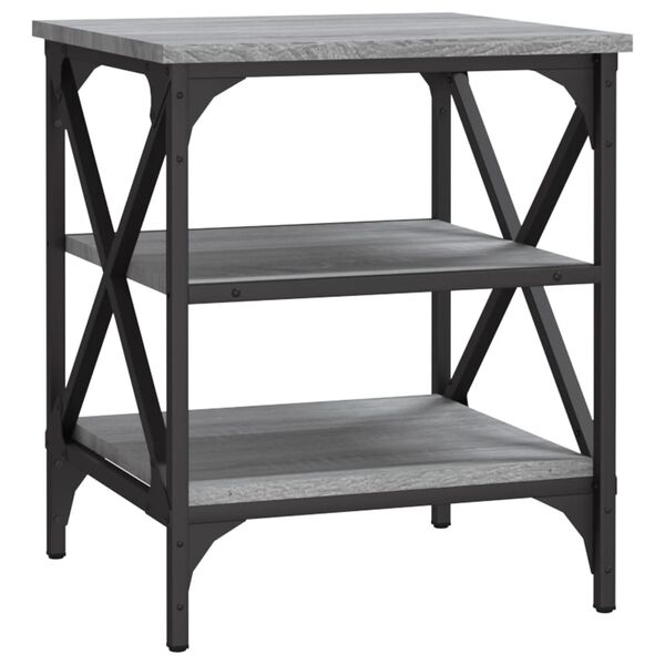 vidaXL Side Table Grey Sonoma Engineered wood, steel Compact