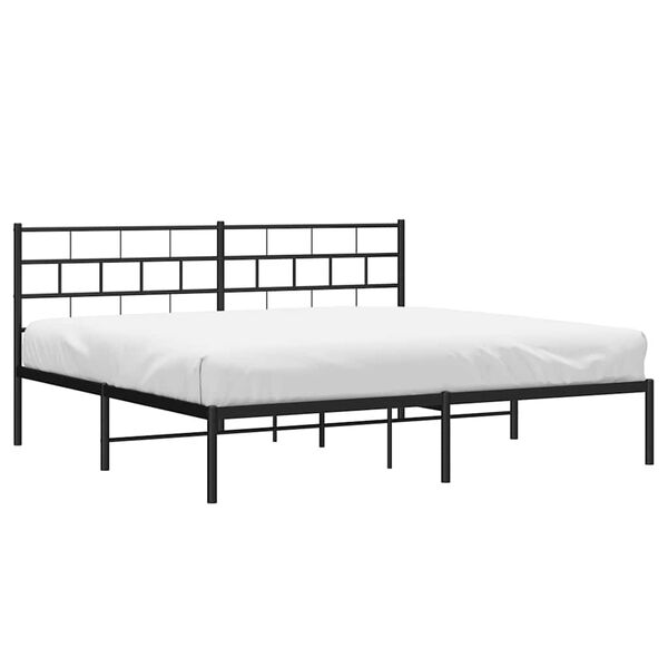 vidaXL Metal Bed Frame Black Powder-coated steel 72x84 in Bed Frame