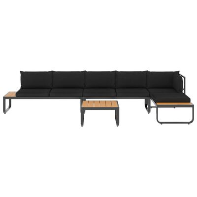 vidaXL 4 Piece Patio Corner Sofa Set with Cushions Aluminum and WPC