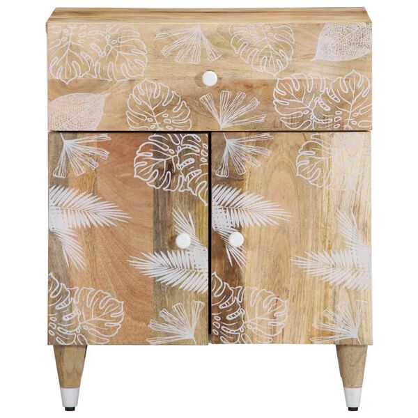 vidaXL Bedside Cabinet Mango natural with white paint