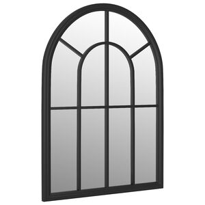 vidaXL Garden Mirror Black Iron, Glass Medium Decorative Inlays