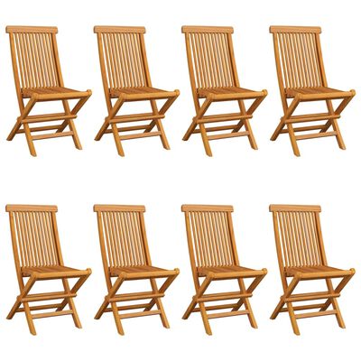 vidaXL Patio Chairs with Wine Red Cushions 8 pcs Solid Teak Wood