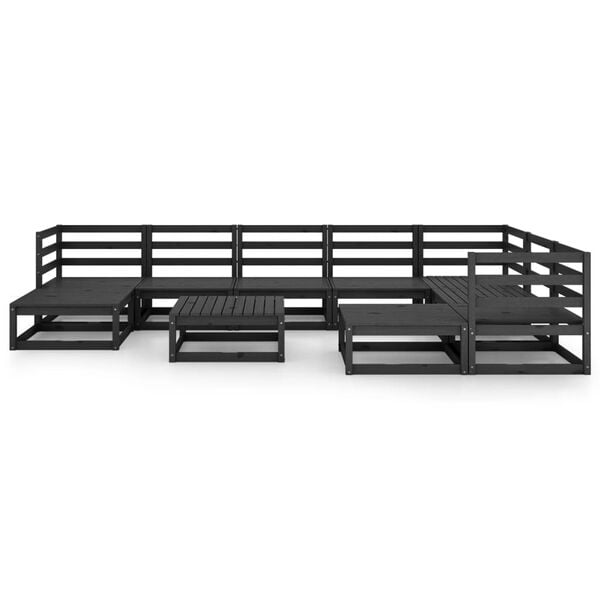 vidaXL Garden Lounge Set Black Solid pinewood Large Modular