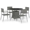 vidaXL Garden Dining Set Anthracite, Grey PE rattan, Steel, Glass Medium