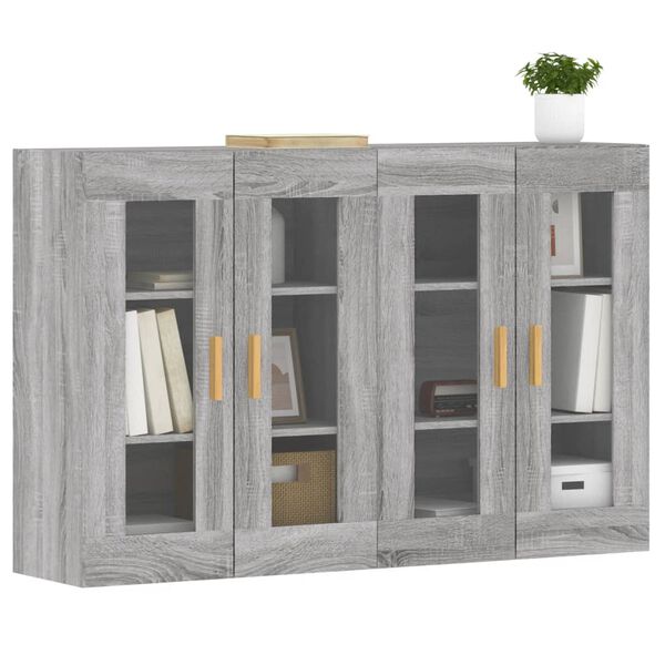 vidaXL Wall Mounted Cabinet Set of 2 Grey Sonoma