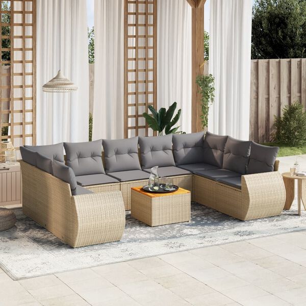 vidaXL Garden Sofa Set Beige, Light Grey