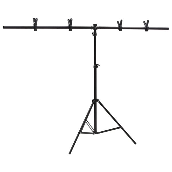 vidaXL T-Shape Background Stand Black 59.4 x 23.6 x (27.6-78.7) "