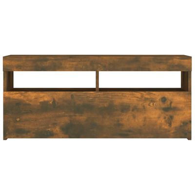 vidaXL TV Stand with LED Lights Smoked Oak 35.4"x13.8"x15.7"