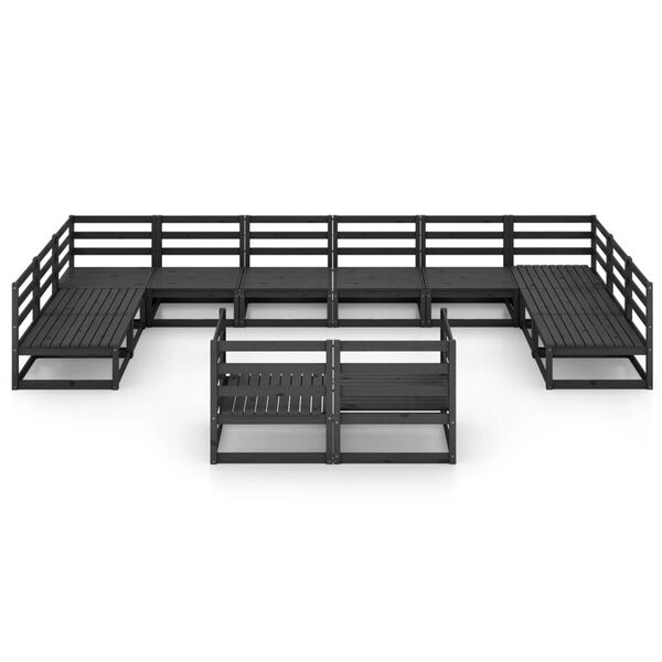vidaXL Garden Lounge Set Black Solid Pinewood Large Modular