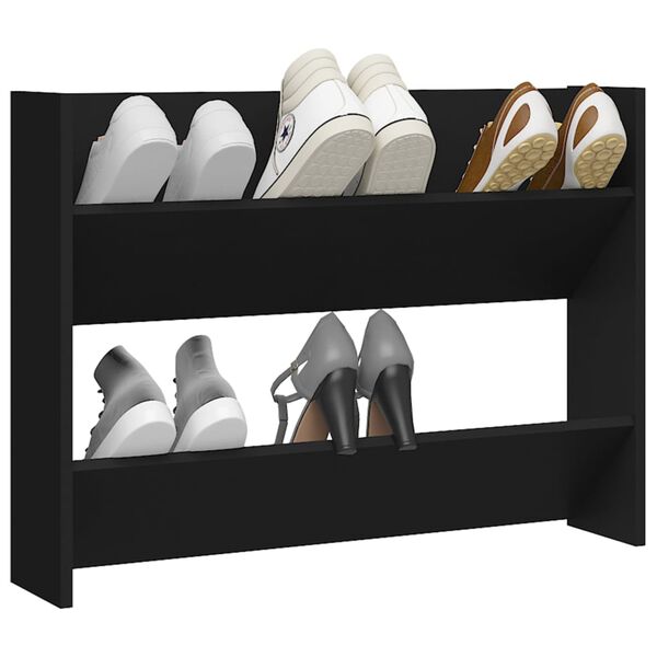 vidaXL Wall Shoe Cabinet Black Engineered wood Compact Wall mounting