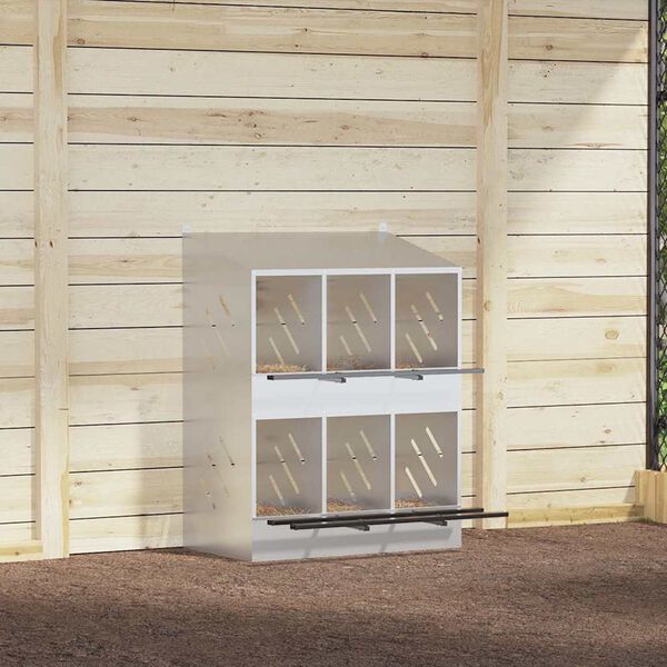 vidaXL Chicken Nesting Box Galvanized silver