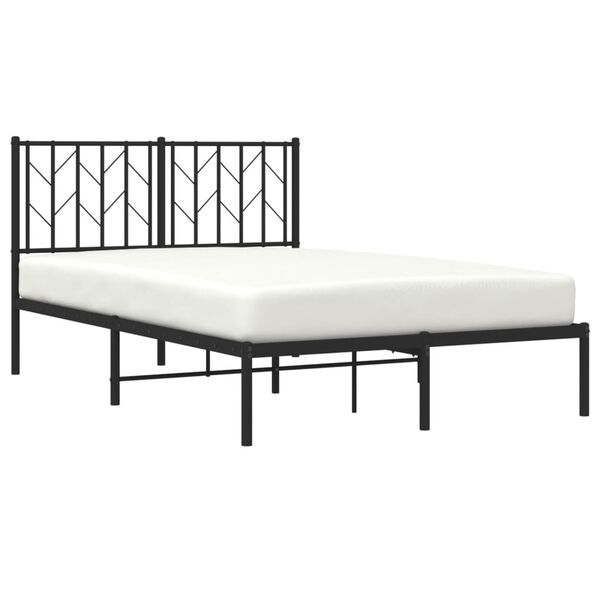 vidaXL Bed Frame Black Powder-Coated Steel Small Double Bed Frame