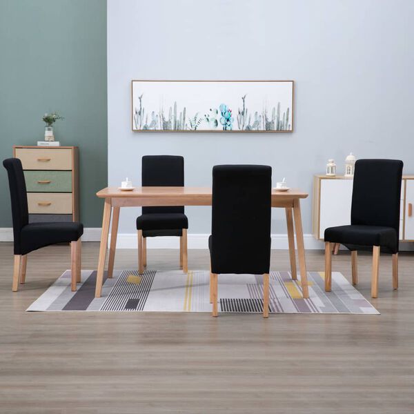 vidaXL Dining Chair Set of 4 Black Fabric and wood Standard Ergonomic
