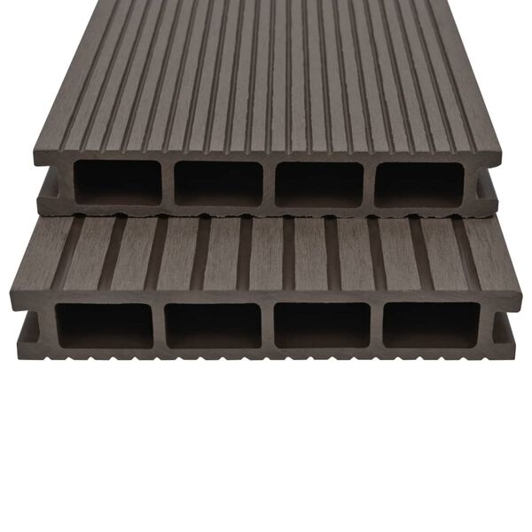 vidaXL WPC Hollow Decking Boards with Accessories 52.5 '&sup2; 7.2 ' Dark Brown (8x45003)