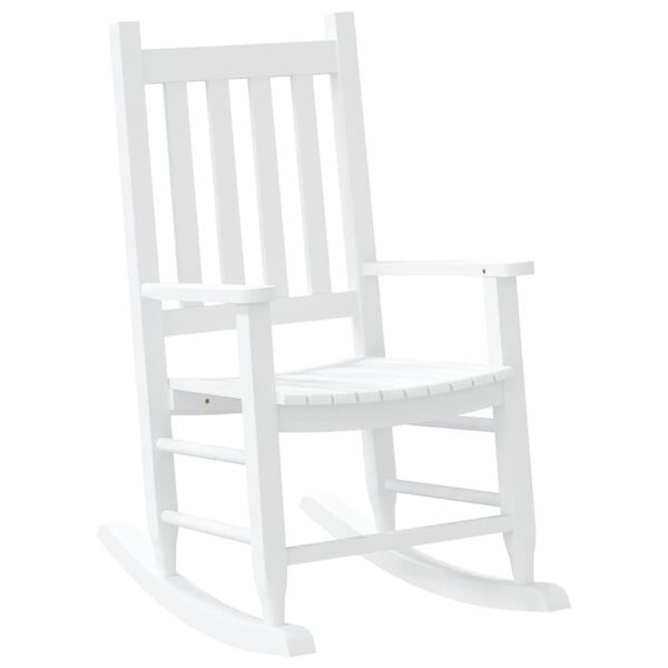 vidaXL Rocking Chair Set of 2 White Solid Poplar wood Small Durable