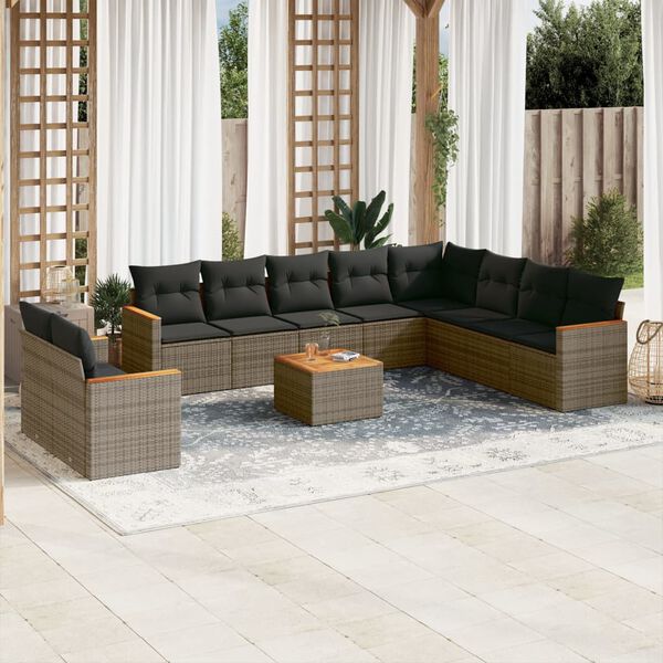 vidaXL Garden Sofa Set Grey, Dark Grey