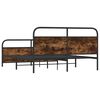 vidaXL Bed Frame Smoked oak Steel, engineered wood 63 x 79 in