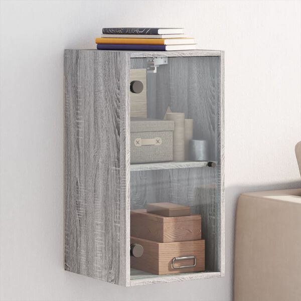 vidaXL Wall Cabinet Grey Sonoma Engineered wood, glass Medium