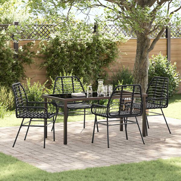 vidaXL Garden Dining Set 5 pcs Black poly rattan