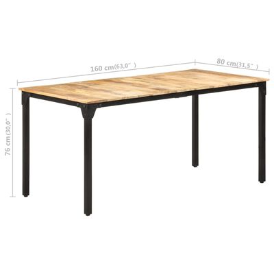 vidaXL Dining Table 63"x31.5"x29.9" Rough Mango Wood