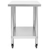 vidaXL Kitchen Work Table with Wheels 31.5"x23.6"x33.5" Stainless Steel