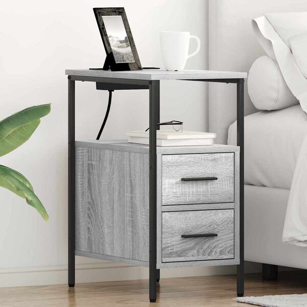 vidaXL Bedside Cabinet Grey Sonoma 11.81 x 18.90 x 24.02 in