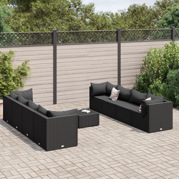 vidaXL Patio Lounge Set Set of 8 Black