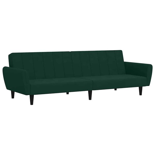 vidaXL Sofa Bed Dark Green Velvet (100% polyester), Wood, Plastic Medium