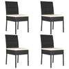 vidaXL Dining Set Black, Cream Poly rattan, powder-coated steel, glass