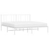 vidaXL Bed Frame White Powder-Coated Steel Double Bed Bed Frame