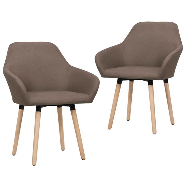 vidaXL Dining Chair Set of 2 Brown Polyester fabric, solid wood legs