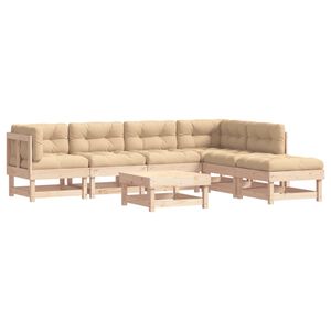 vidaXL Garden Lounge Set Beige Solid Pine Wood Large Modular