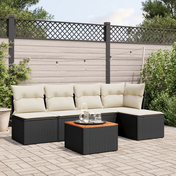 vidaXL Garden Sofa Set Black, Brown, Cream White