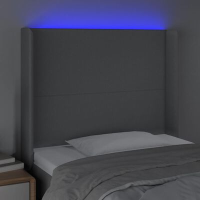 vidaXL LED Headboard Light Gray 40.6"x6.3"x46.5"/50.4" Fabric