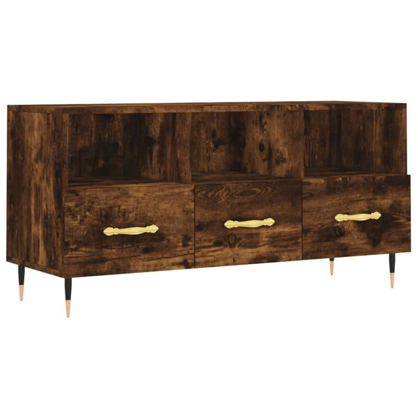 vidaXL TV Cabinet Smoked Oak Engineered Wood, Iron Medium TV Cabinet