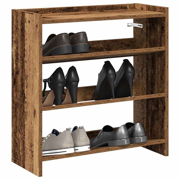 vidaXL Shoe Rack Old wood Engineered wood Slim Shoe Rack Rectangular