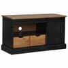 vidaXL TV Cabinet Black Solid pine wood, metal 43.3 x 15.7 x 23.6 in
