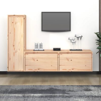 vidaXL TV Stands 3 Pcs Solid Wood Pine