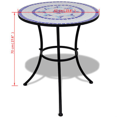 vidaXL Bistro Table Blue and White 23.6" Mosaic