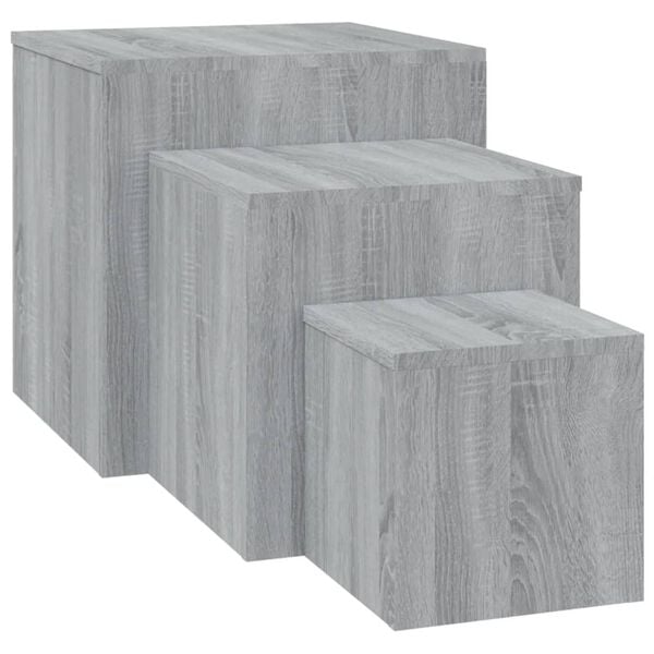 vidaXL Side Table Set of 3 Grey sonoma Engineered wood Coffee Table