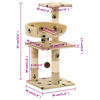 vidaXL Cat Tree Beige with paw prints Particle board, soft plush, sisal rope