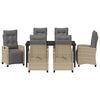 vidaXL Garden Dining Set 7 pcs Beige poly rattan