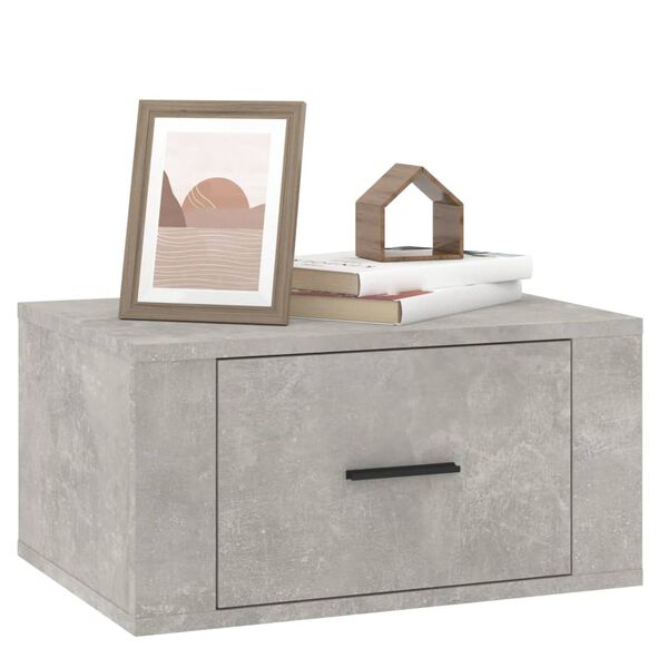 vidaXL Wall-mounted Bedside Cabinet Concrete Grey Engineered wood Medium