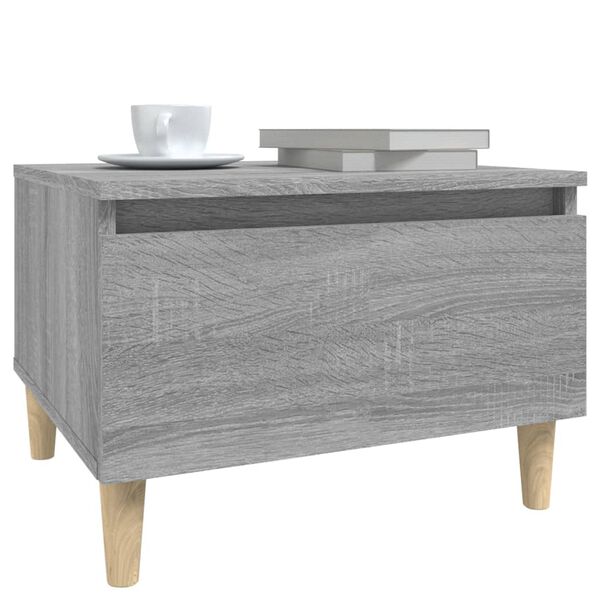 vidaXL Side Table Grey Sonoma Engineered wood, Solid eucalyptus wood
